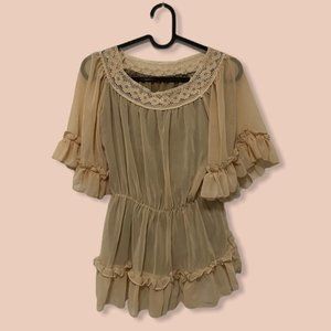 bohemian nude boutique flowy peplum top